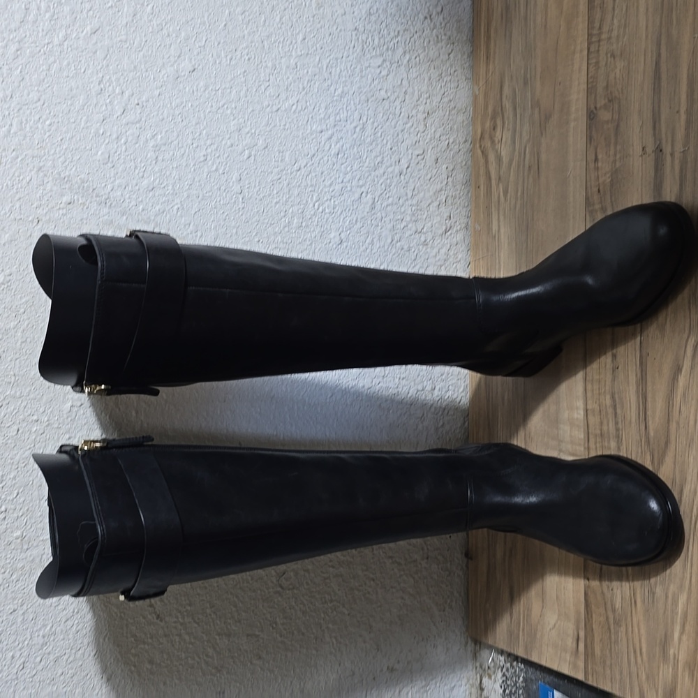 New condition! kate Spade New Pork Ronnie Riding Boot Black Leather Size 5.5 M - Picture 6 of 7
